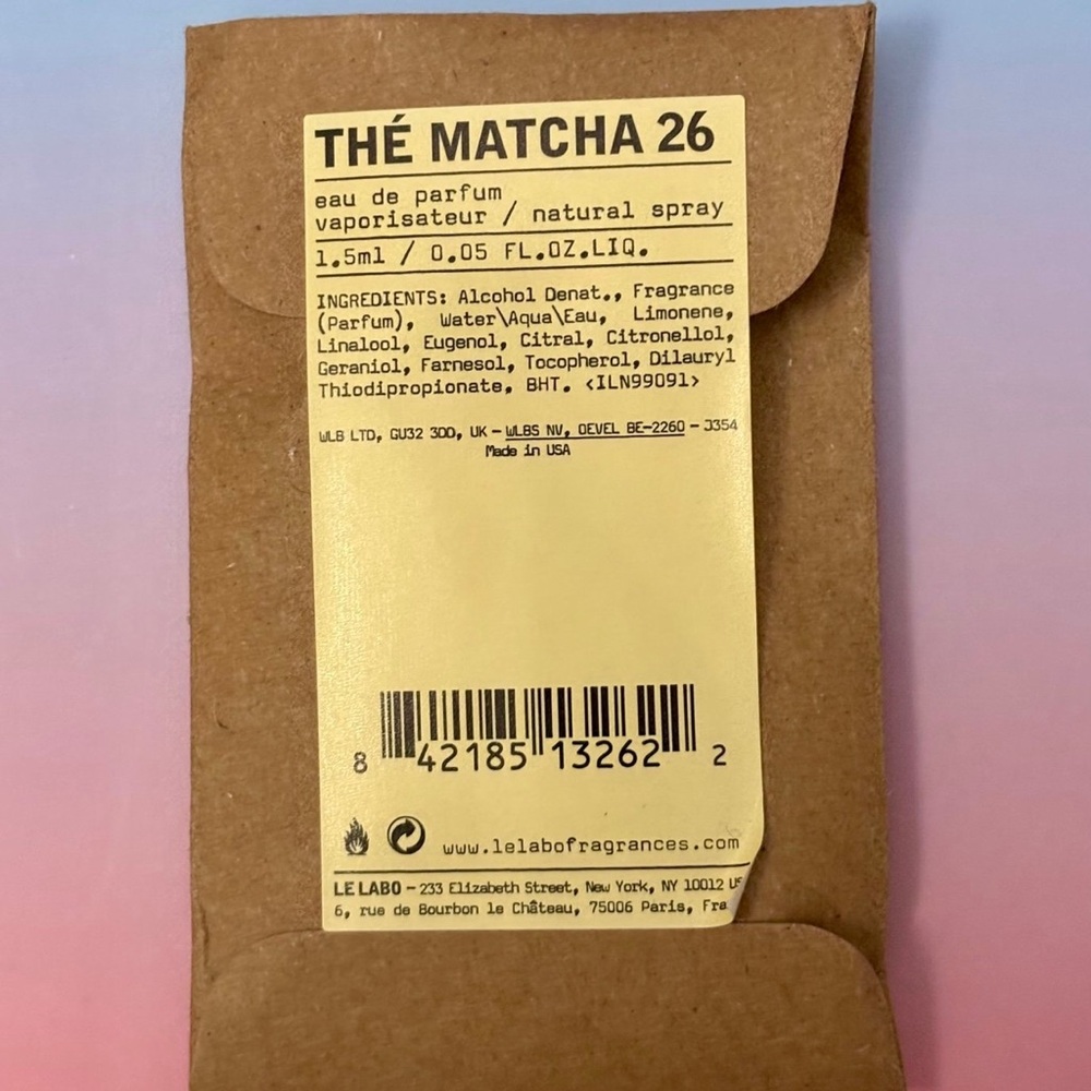 NWT Le Labo Japanese Matcha 26 Scented 1.5 ml Sample Trial Mini Size Perfume
